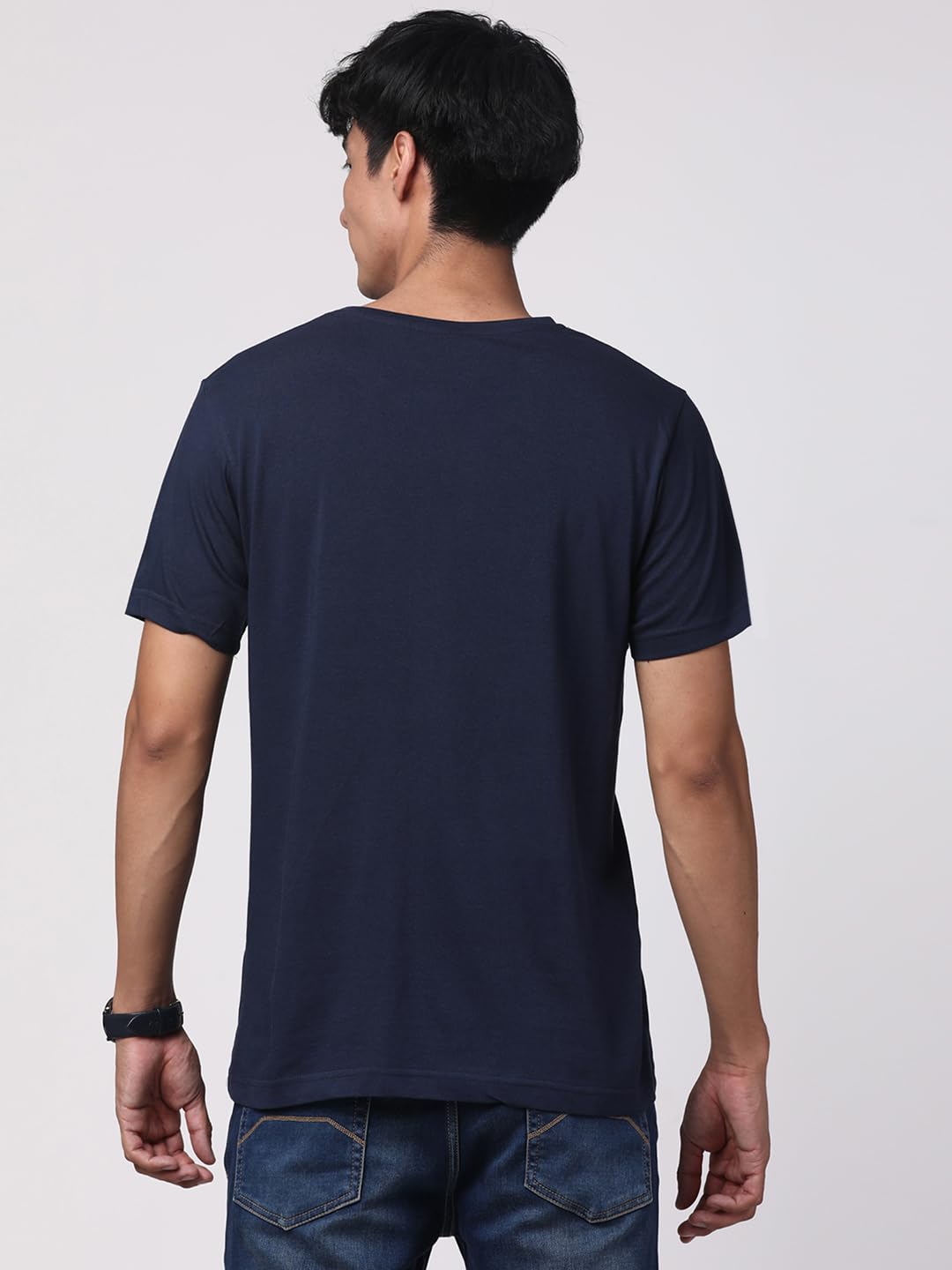 ADRO Men's Biker Design Printed 100% Cotton T-Shirt - Regular Fit, Printed T-Shirts for Men (RN24-KTM-NB_Navy)