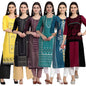 Tee Projekt Printed Crepe Kurti For Women Ll Vibrant Colour Kurti (Pack Of 6)