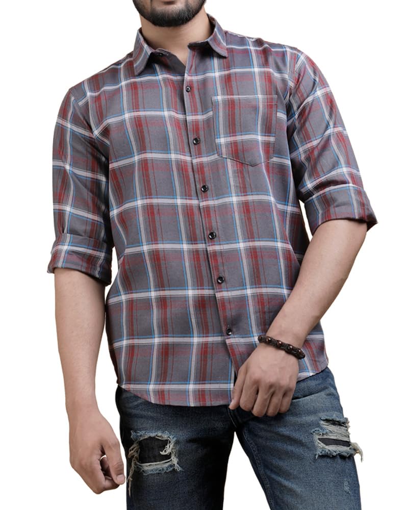 Noble Monk MenS Regular Fit Shirt | Checkered | Full Sleeves | Casual Shirt For Men