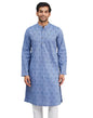 Fabindia Men's Blue Cotton Printed Slim Fit Long Kurta