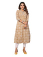 rangita Brown Cotton Calf Length Printed A-line Kurti | Kurta for Women