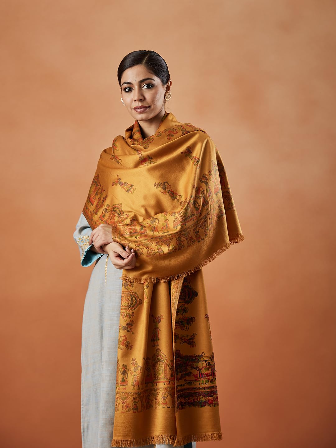 Pashmoda Women Pari mahal Kaani Wool Blend Stole (Size : 71X203 CM)