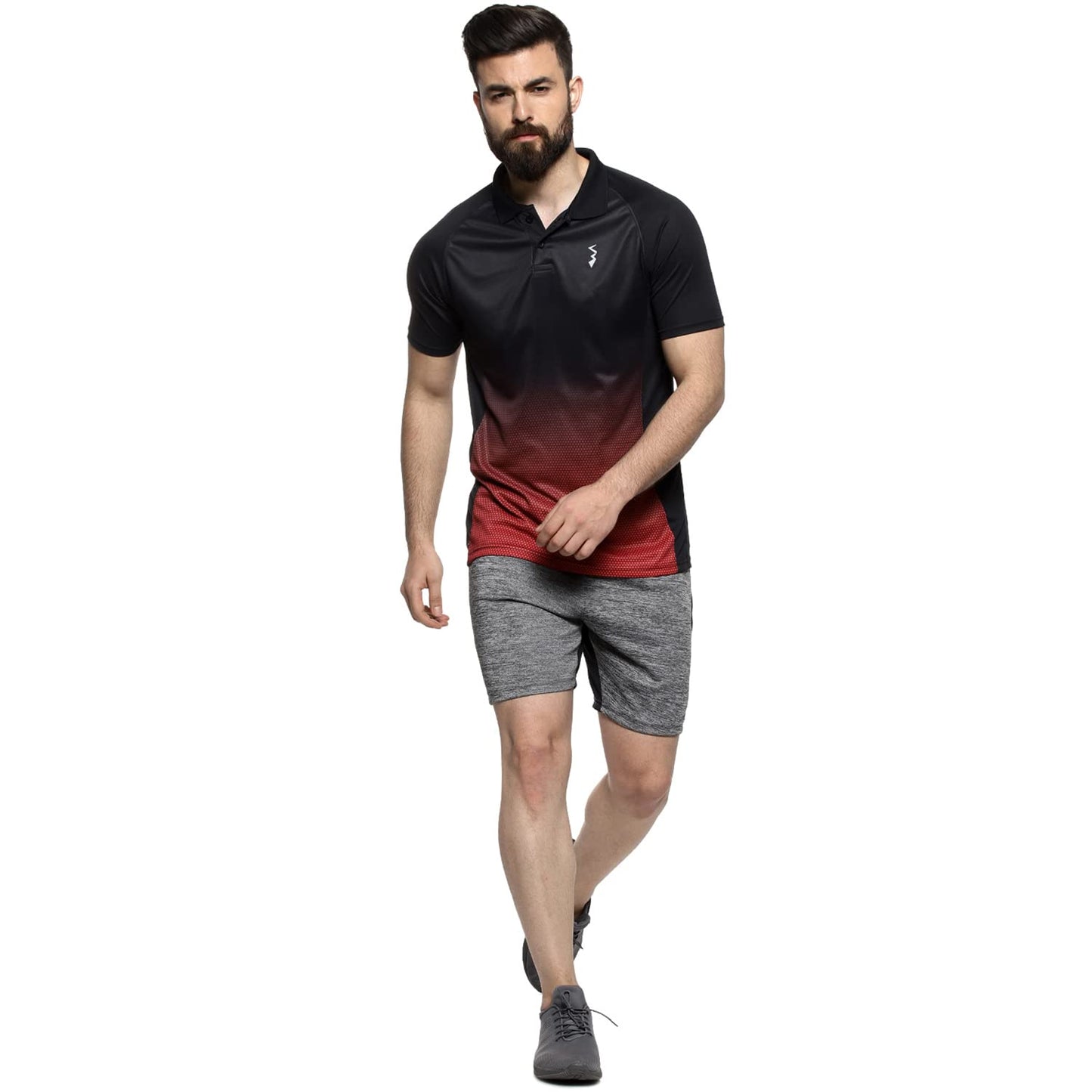 Campus Sutra Mens Ombre Polo Neck Half Sleeve Regular Fit T-Shirt for Active Wear |Black|Red| T-Shirt Crafted with Comfort Fit