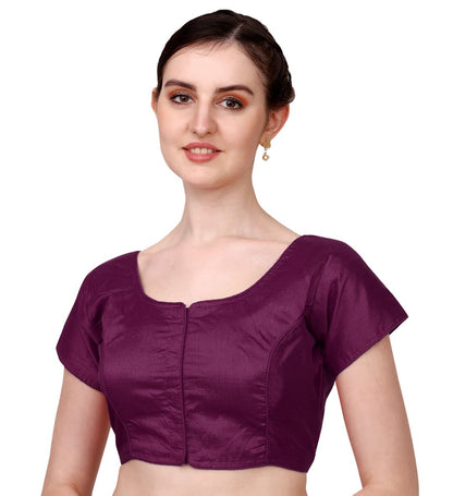 Pujia Mills Womens Phantom Silk Short Sleeves Readymade Saree Blouse