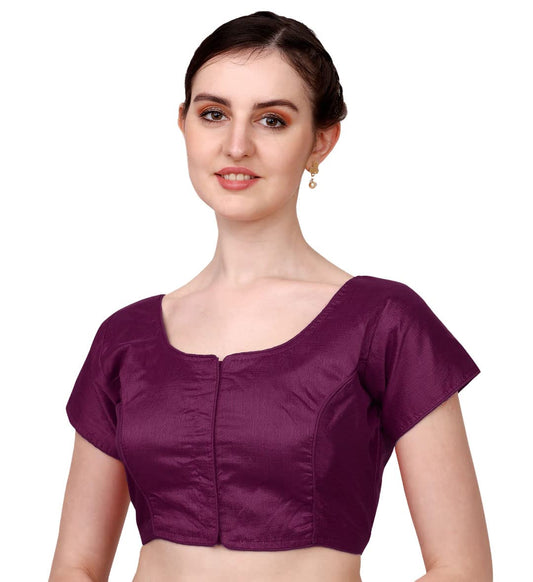 Pujia Mills Womens Phantom Silk Short Sleeves Readymade Saree Blouse