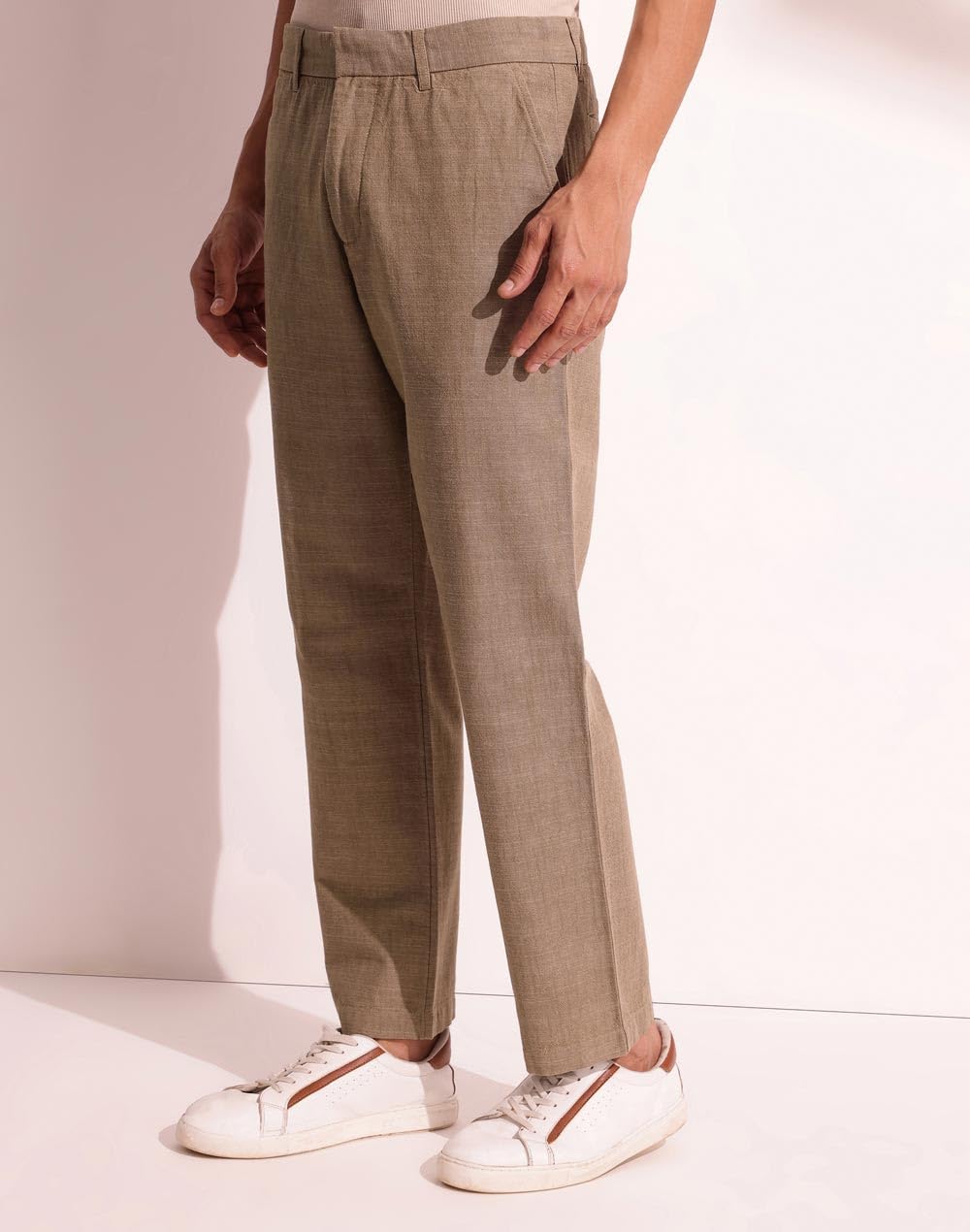 Fabindia MenS Straight Trousers (1039589Khaki_Khaki