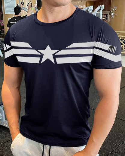 Eyebogler MenS Round Neck Printed Regular Fit Half Sleeve T-Shirt Navy Blue