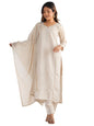 Sanisa Women's Silk Sequins and Embroidery Straight Kurta with Pant and Dupatta Set
