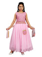 Aarika Girls Ethnic Wear Pink Colour Sequin Embroidery Georgette Lehenga Choli Set Attached Bag (4-10 Years)