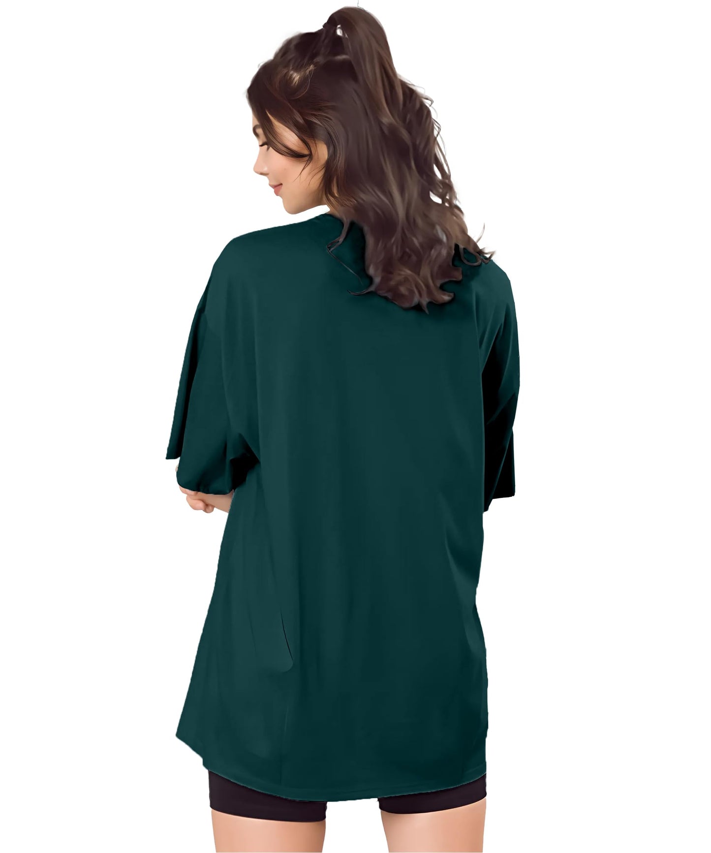 SHODOX Bio-Washed Anti Bacterial 100% Pure Cotton Womens Oversized Solid T-Shirt | Cozy Soft, Less Wrinkles Loose Fit, Drop Shou