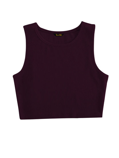 Toochki Tops for Woman | Spandex Top | Crop | Short | Western | for Jeans | Sleeveless | Stretchable | Wine
