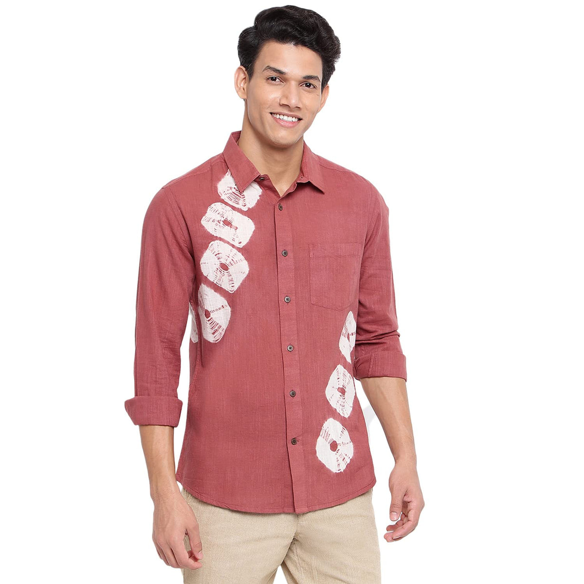 Fabindia Men Printed Casual Shirt Cotton_Xs Red