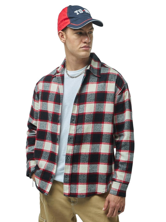 Bewakoof Mens Checked Oversized Fit Full Sleeve Spread Collar Cotton Shirt_620474_Multicolor_M