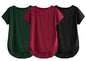 Fabricorn Combo Of Three Plain Maroon, Bottle Green And Black Round Neck Up And Down Cotton Tshirt For Women (Maroon, Bottle Gre