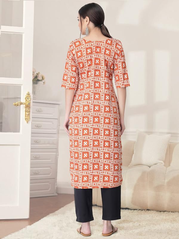 Pinkmint Kurta Set for Women Cotton Printed Straight Kurta with Pant (Pack of 1)
