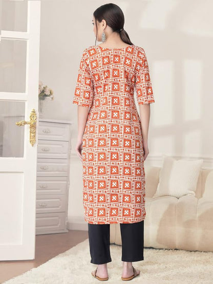Pinkmint Kurta Set for Women Cotton Printed Straight Kurta with Pant (Pack of 1)