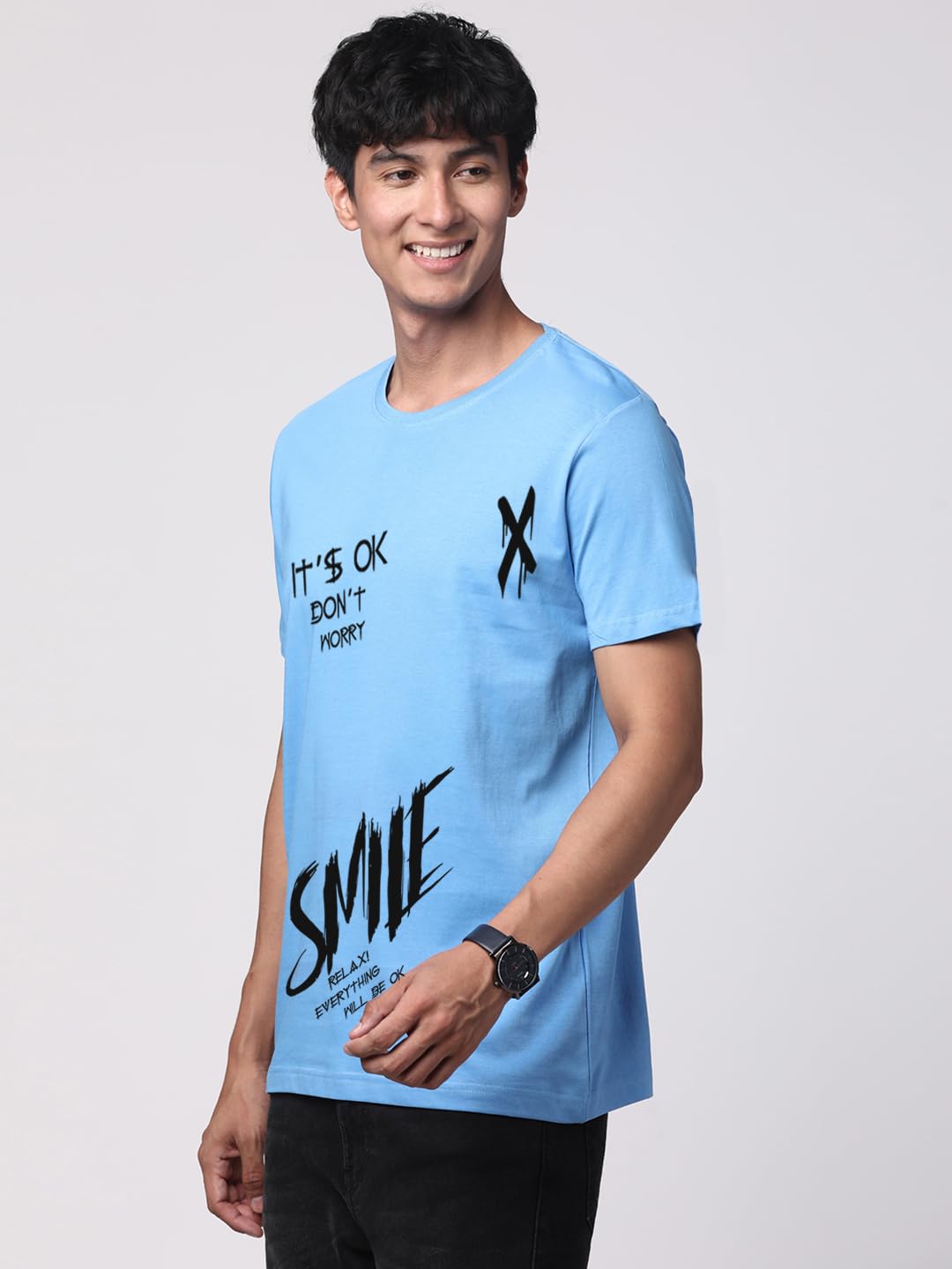 ADRO Mens Smile Printed Cotton T-Shirt_RN24-L2-SMILE-SK