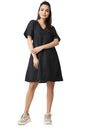 Popwi1Ngs Casual Printed V-Neck Short Sleeves Knee-Length Fit And Flare Dress For Women || Frokc-Style Summer Wear Dresses For W