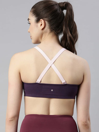 Enamor Womens Plush Lined Medium Impact Eco-Friendly Antimicrobial Cotton Non Padded Wire Free Full Coverage Slip On Sports Bra