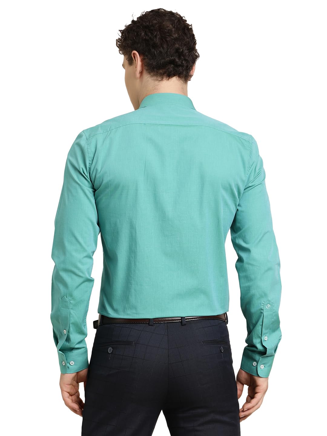 Turtle Men Pure Cotton Regular Fit Solid Full Sleeve Turquoise Blue Formal Shirt