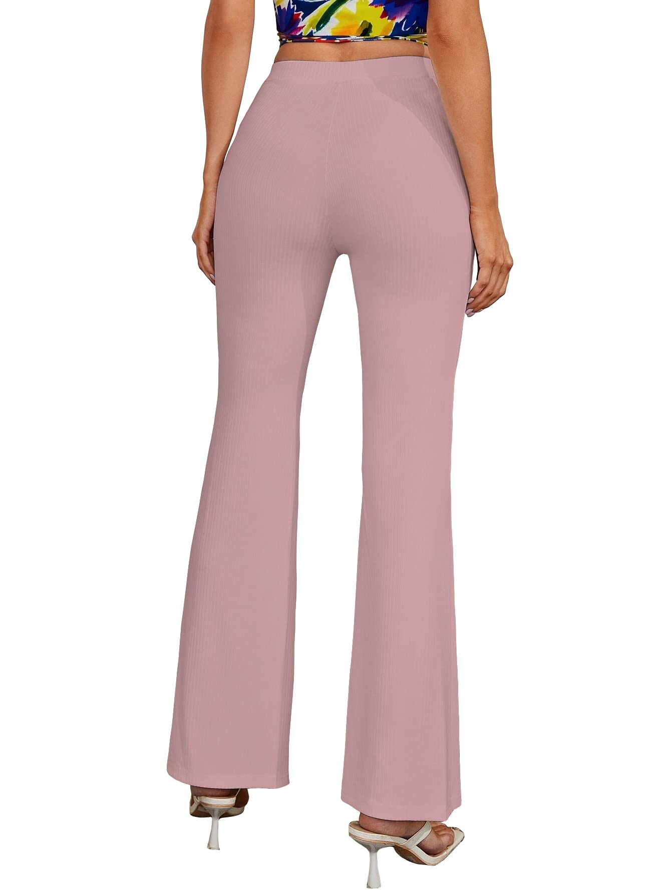 Shasmi Peach Womens Yoga Dress Pants Stretchy Work Slacks Business Casual Office Bell-Bottom/Boot-Cut Elastic Waist Regular Fit