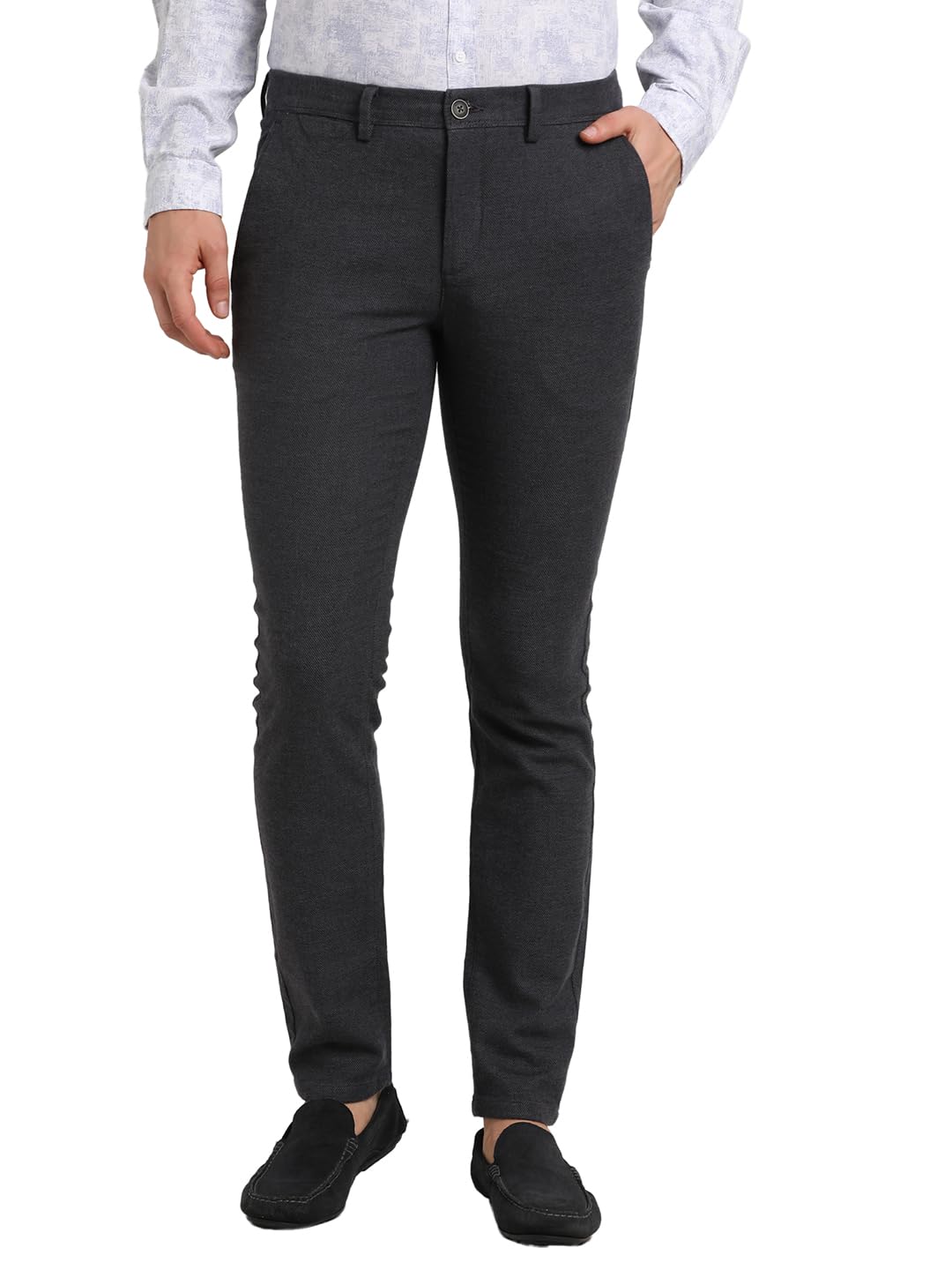 Turtle Men Cotton Stretch Narrow Fit Charcoal Checkered Flat Front Casual Trouser || Pant || Mens Trouser