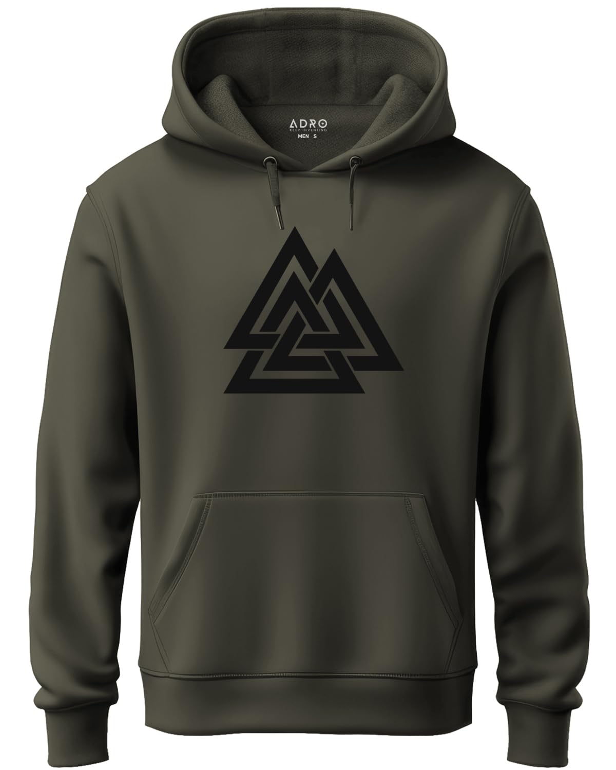 ADRO Men's Cotton Neck Hooded Sweatshirt (H21-M-TKT-OL_Olive)