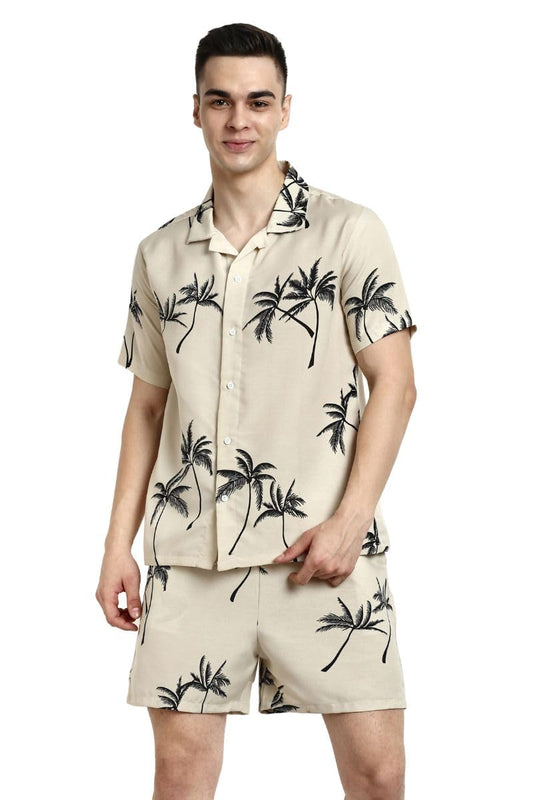 Leriya Fashion Night Dress for Men || Palm Tree Printed Rayon Night Dress || Beach Wear Summer Wear for Men || Sleepwear Loungew