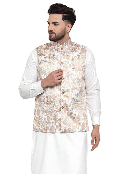Jompers Mens Printed Waistcoats Nehru Jeckets