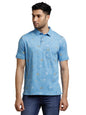 Turtle Men Poly Cotton Stretch Printed Sky Blue Polo Tshirt