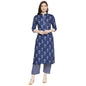 ANNI DESIGNER Women's Cotton Straight Kurta with Pant (Blue Flower_GSK)