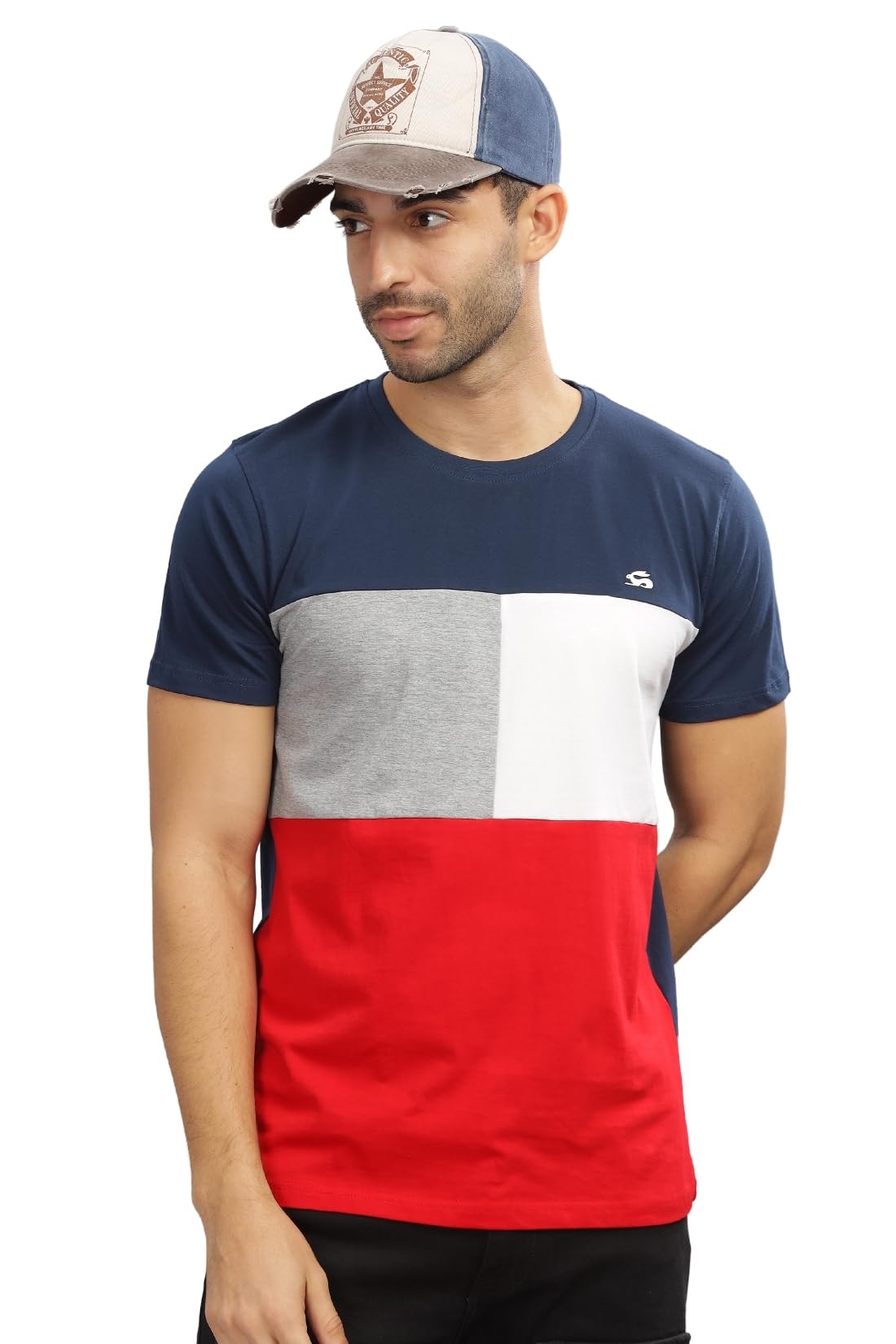 ADRO Tshirt for MenMulti Color T-Shirt for MenCotton T-ShirtMens TshirtRN8-24-NBGRRD