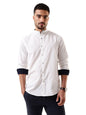 Dennis Lingo Men White Solid Chinese Collar Full Sleeves Regular Fit Cotton Casual Shirt