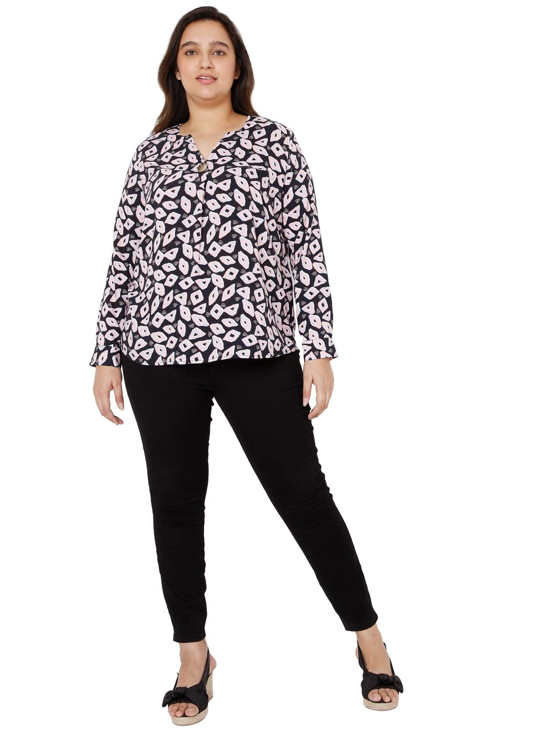 Vero Moda Curve WomenS Rayon Blend Regular Fit Blue Top_Xxxx-Large