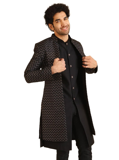 Kisah Jacket Sherwani Set For Men  Woven Design Jacquard Sherwani With Trouser | Ethnic & Formal Indian Outfit For Weddings, Cel