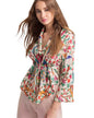 Eyebogler Womens Floral Print Long Sleeves Trendy Fashion Top