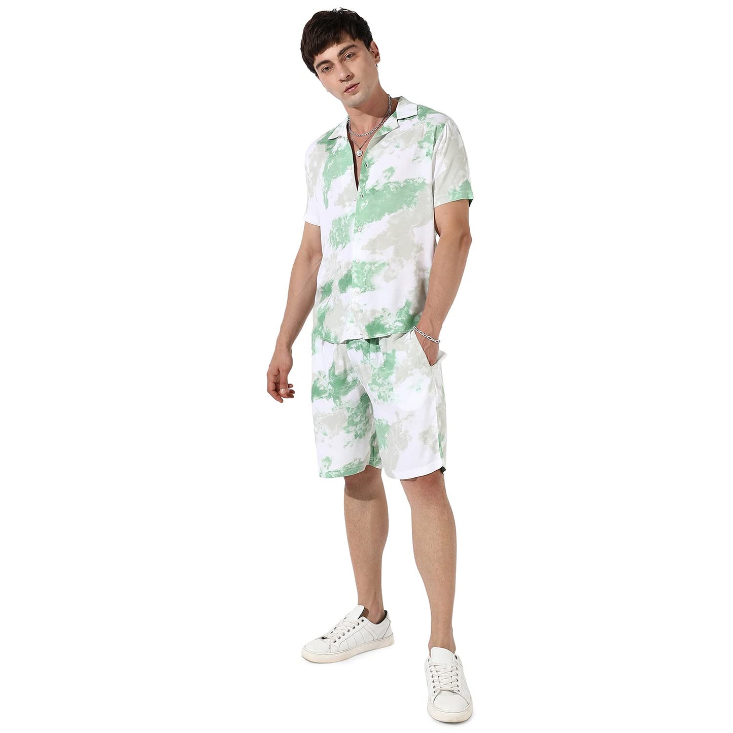 Campus Sutra Men'S Multicolour Tie-Dye Print Co-Ord Set For Casual Wear | Cotton Rayon Fabric | Clothing Set Crafted With Comfor