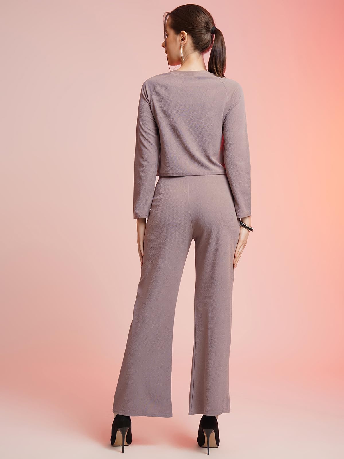 Selvia Womens Co-ords Set|Lycra Crop Top & Trouser Set|Casual Co-ords Set for Women|Two Piece Co-ord Set|Crop Top & Bottom Set(