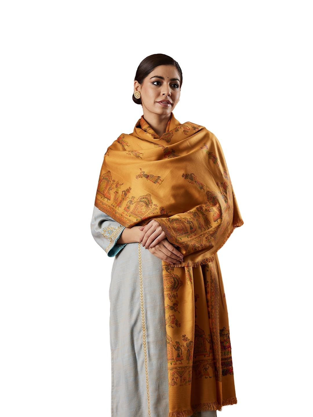Pashmoda Women Pari mahal Kaani Wool Blend Stole (Size : 71X203 CM)