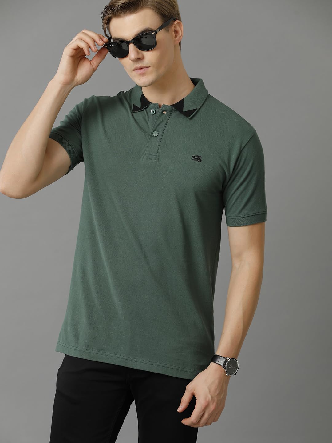 ADRO Premium Cotton Polo for Men (PN23-H-PLN-GRN_Green)
