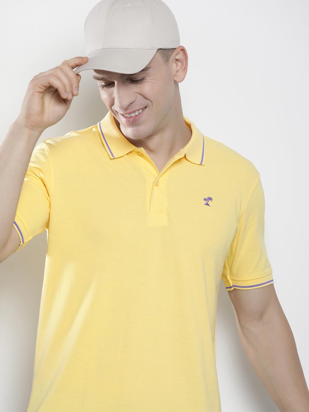The Indian Garage Co Men Slim Fit Solid Polo Collar Tshirt