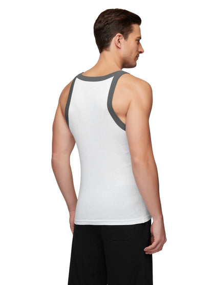 XYXX Mens Super Combed Cotton Square Neck Knitted Vest - High Moisture Absorbing Innerwear for Men with Anti-Bacterial Silver F