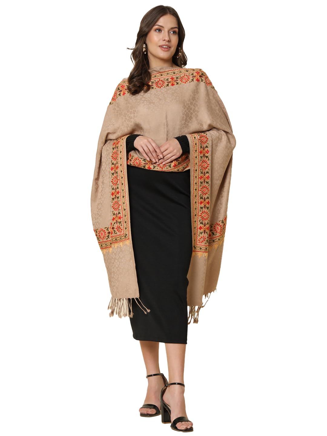 Pashmoda Women Bahaar Embroidered Stole (Size 71X203 CM)