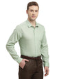 Turtle Men 100% Cotton Regular Fit Light Green Printed Full Sleeve Formal Shirt