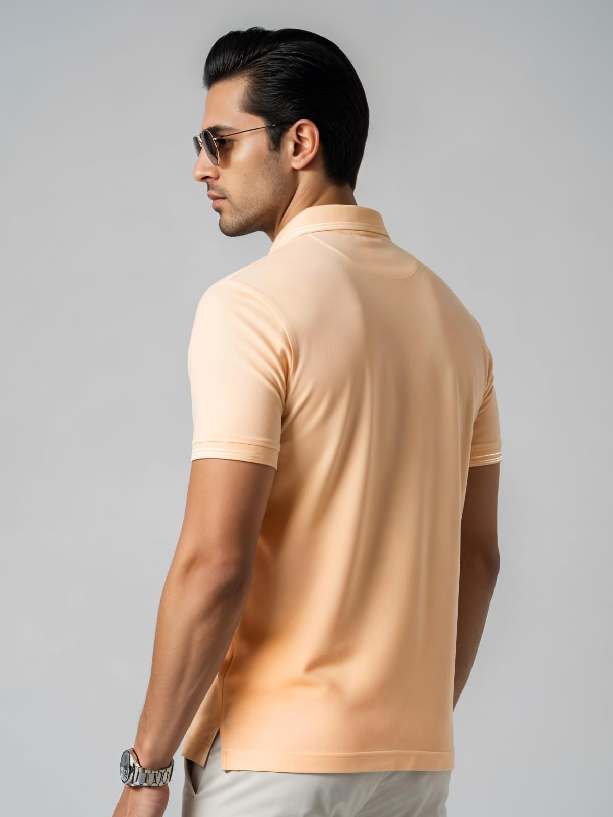 Mens Premium Cotton Polo T-Shirt | 220 GSM Soft Fabric | Casual Stylish Look | Contrast Collar Design Peach Polo T Shirt | Polo