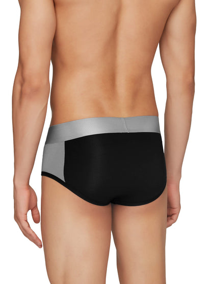 XYXX Mens Underwear Illuminati IntelliSoft Antimicrobial Micro Modal Brief Pack of 3 (Black Iris & Brilliant Blue ; Brilliant B
