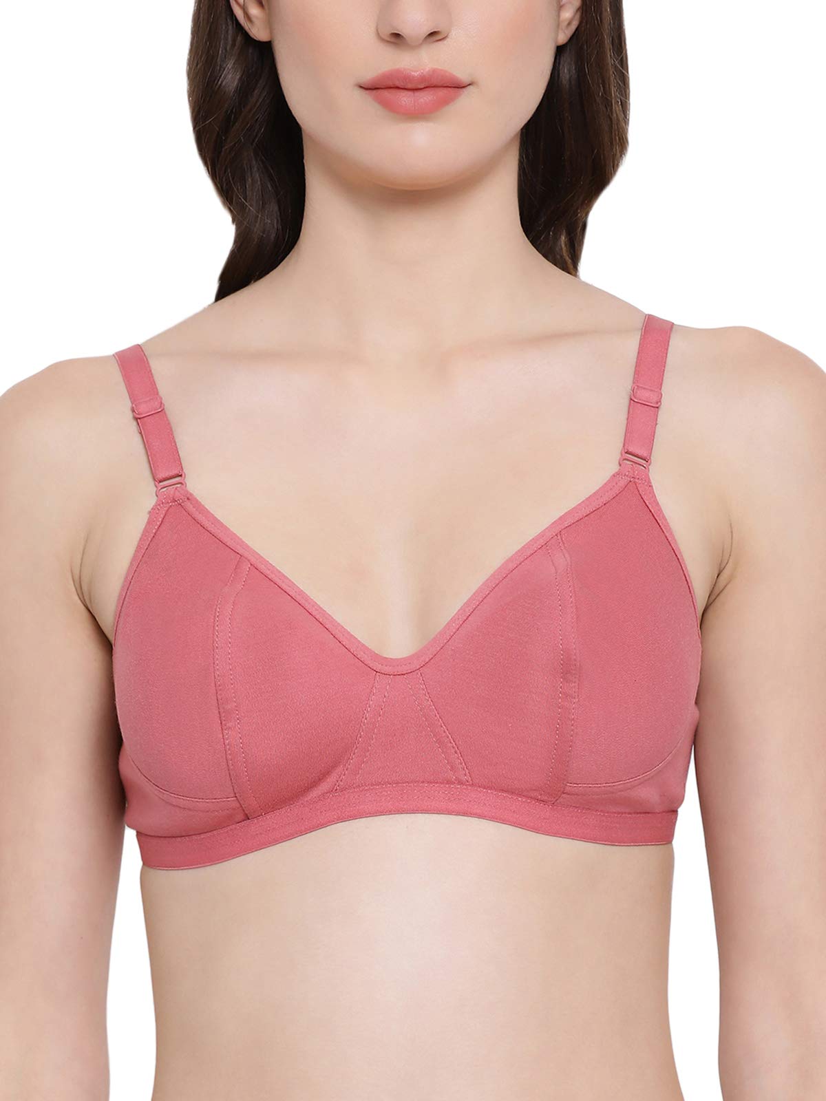 Clovia Cotton Womens Full Cup Non-Padded Non Wired Bra (Br2011P2232C_Pink_32C)