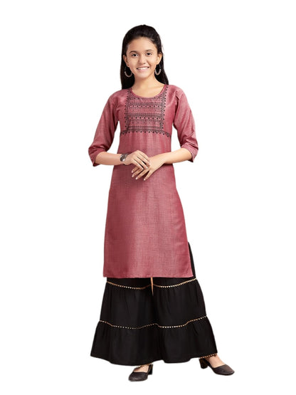 Aarika Girls Casual Wear Maroon Colour Tribal Print Cotton Kurti (9-16 Years)