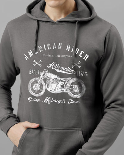 ADRO Mens Cotton Neck Hooded Sweatshirt (H24-AME-SG_Steel Grey