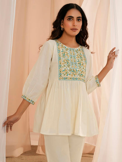 Libas Womens Yoke Design Cotton A-Line Kurti For Women